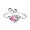 Women's Light Luxury S925 Sterling Silver Ring With Pink Zircon Geometric Crown Heart Flower Bow Wave Ushape Drop Shape Design Electroplated