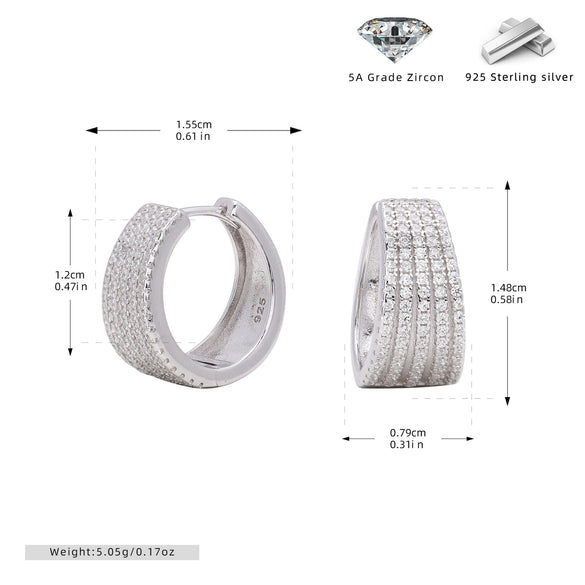 Women's Light Luxury S925 Sterling Silver Ushape Inlaid Zircon Earring