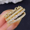 Women's Light Luxury Shiny Buckle Geometric Line Copper Rings With Zirconia