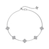 Women's Light Luxury 925 Silver Bracelet With Flower And Four Leaf Clover Geometric Pattern Electroplated
