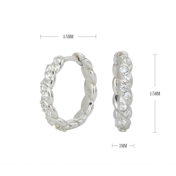 Women's Light Luxury Silver Inlaid Zircon Ushape Earrings