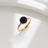 Women's Light Luxury Simple Round Black Shellfish Titanium Steel Ring With Letters Numbers Text Pattern And Electroplating Process
