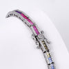 Women's Light Luxury Single Row Colorful Zirconium Bracelet S925 Silver Geometric Style Diamond Design