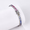 Women's Light Luxury Single Row Colorful Zirconium Bracelet S925 Silver Geometric Style Diamond Design