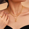 Women's Light Luxury 316L Stainless Steel And 316L Stainless Steel Irregular Heart And Geometric Shape Electroplated Clavicle Necklace