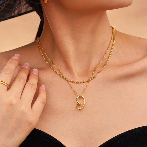 Women's Light Luxury 316L Stainless Steel And 316L Stainless Steel Irregular Heart And Geometric Shape Electroplated Clavicle Necklace
