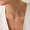 Women's Light Luxury Stainless Steel Cross And Birthstone Necklace With Geometric U Shaped Pendant And O Shaped Chain Electroplated Jewelry