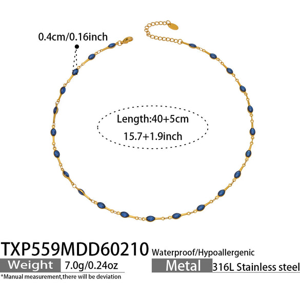 Women's Light Luxury Stainless Steel Electroplated Dopamine Colorblocking Clavicle Necklace And Bracelet Set