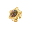 Women's Light Luxury Stainless Steel Fivepointed Star Ring With Natural Stone And Electroplating Treatment
