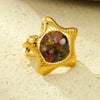 Women's Light Luxury Stainless Steel Fivepointed Star Ring With Natural Stone And Electroplating Treatment