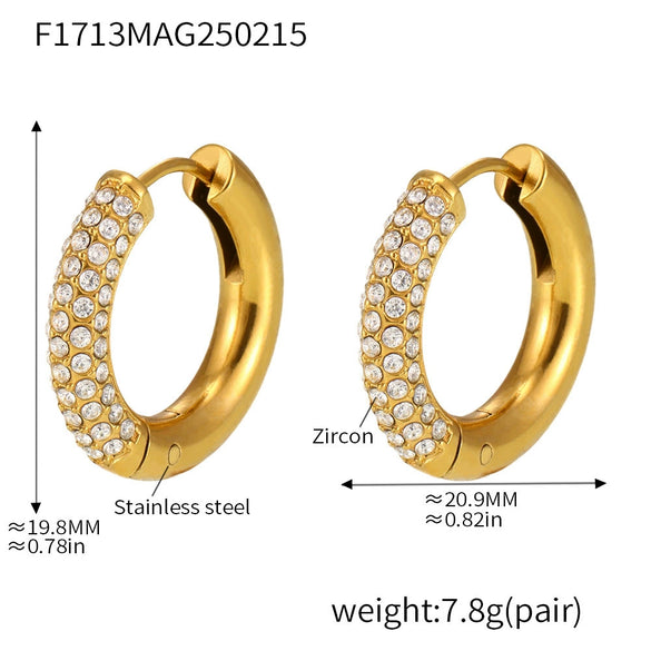 Women's Light Luxury 316L Stainless Steel Geometric Electroplated Circle Zircon Earrings