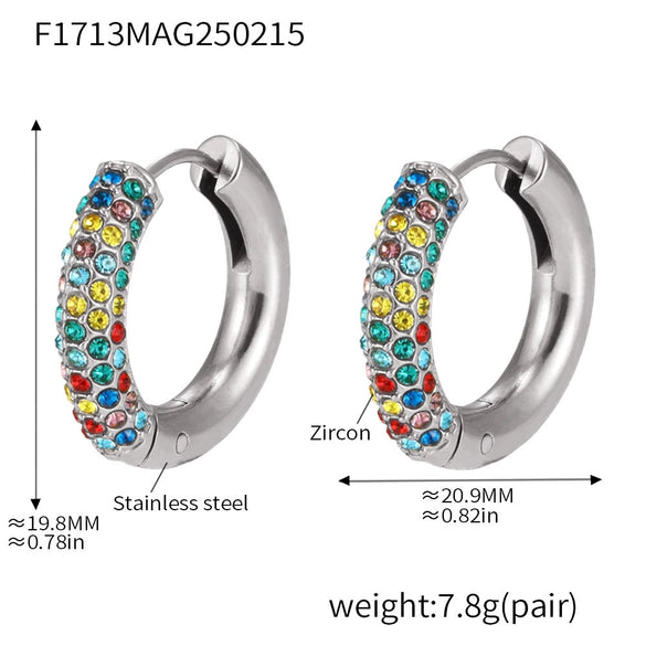 Women's Light Luxury 316L Stainless Steel Geometric Electroplated Circle Zircon Earrings