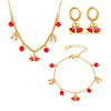 Women's Light Luxury Stainless Steel Geometric Pendant Necklace Bracelet And Earrings Set With Enamel Glaze Finish