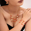 Women's Light Luxury Stainless Steel Geometric Pendant Necklace Bracelet And Earrings Set With Enamel Glaze Finish