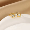 Women's Light Luxury Stainless Steel Imitation Pearl Geometric Ring Set With Diamonds