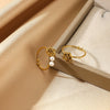 Women's Light Luxury Stainless Steel Imitation Pearl Geometric Ring Set With Diamonds
