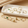 Women's Light Luxury Stainless Steel Imitation Pearl Geometric Ring Set With Diamonds