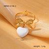 Women's Light Luxury Stainless Steel Ring With Bow Tie And Heart Shape Pattern Electroplated