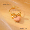 Women's Light Luxury Stainless Steel Ring With Bow Tie And Heart Shape Pattern Electroplated
