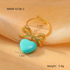 Women's Light Luxury Stainless Steel Ring With Bow Tie And Heart Shape Pattern Electroplated