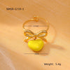 Women's Light Luxury Stainless Steel Ring With Bow Tie And Heart Shape Pattern Electroplated