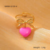 Women's Light Luxury Stainless Steel Ring With Bow Tie And Heart Shape Pattern Electroplated