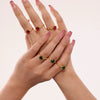 Women's Light Luxury 316L Stainless Steel Zircon Geometric Claw Side Opening Adjusting Ring Pvd Plated Gold