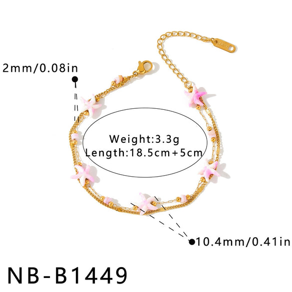 Women's Light Luxury Starfish Pattern Stainless Steel Bracelet With 18K Vacuum Plated Geometric Design
