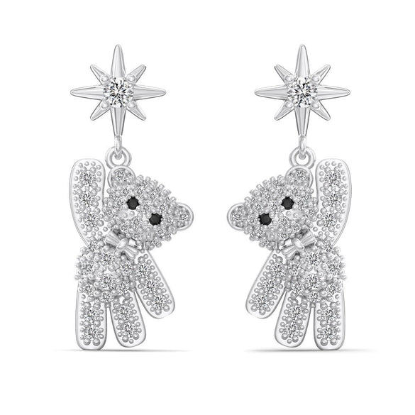 Women's Light Luxury 925 Sterling Silver Animal Bear Pierced Earrings With Electroplating
