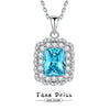Women's Light Luxury 925 Sterling Silver Aquamarine Geometric Pattern Diamond Cultivation Cross Chain Necklace