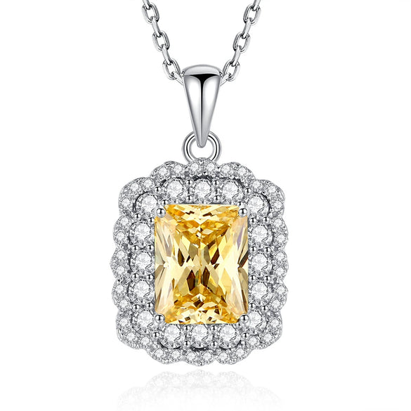 Women's Light Luxury 925 Sterling Silver Aquamarine Geometric Pattern Diamond Cultivation Cross Chain Necklace