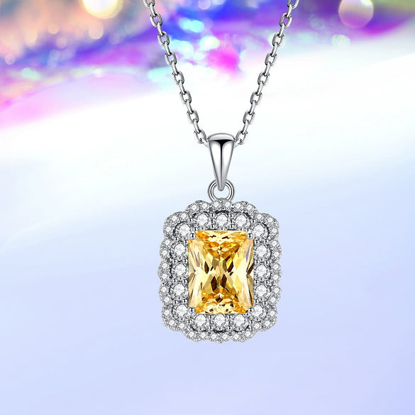 Women's Light Luxury 925 Sterling Silver Aquamarine Geometric Pattern Diamond Cultivation Cross Chain Necklace