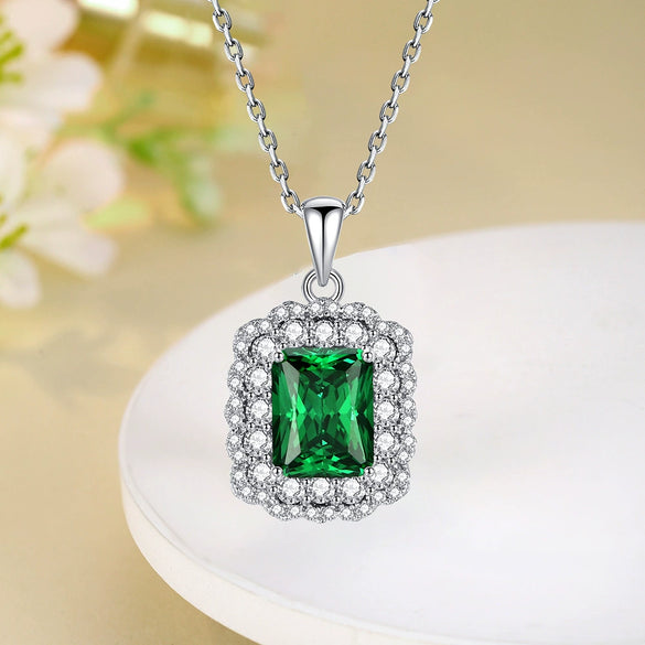 Women's Light Luxury 925 Sterling Silver Aquamarine Geometric Pattern Diamond Cultivation Cross Chain Necklace