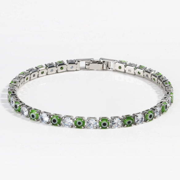 Women's Light Luxury Style Copper Bracelet With Colorful Devil's Eye And Zirconia