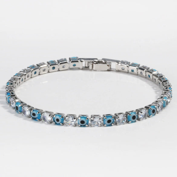 Women's Light Luxury Style Copper Bracelet With Colorful Devil's Eye And Zirconia