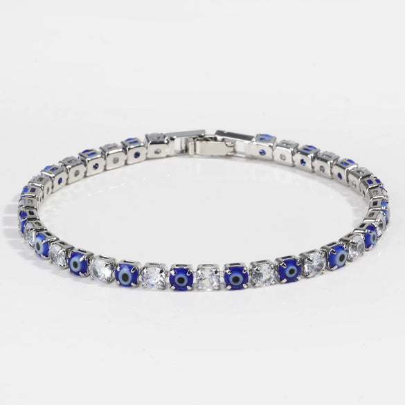 Women's Light Luxury Style Copper Bracelet With Colorful Devil's Eye And Zirconia