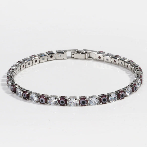 Women's Light Luxury Style Copper Bracelet With Colorful Devil's Eye And Zirconia