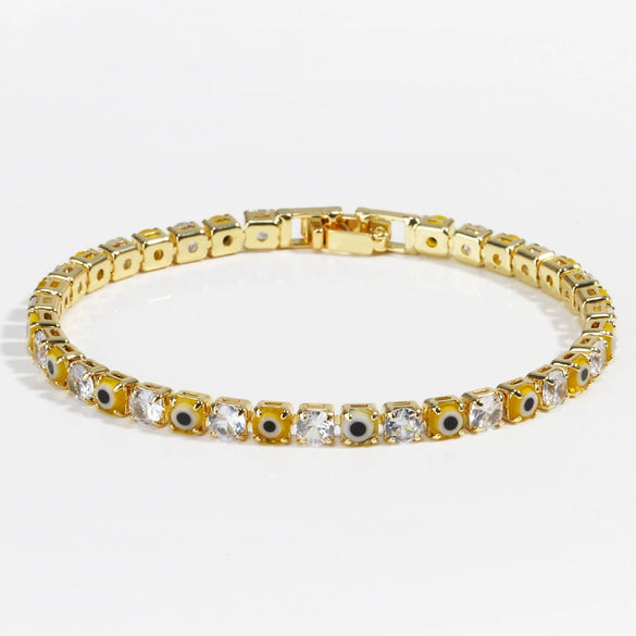 Women's Light Luxury Style Copper Bracelet With Colorful Devil's Eye And Zirconia