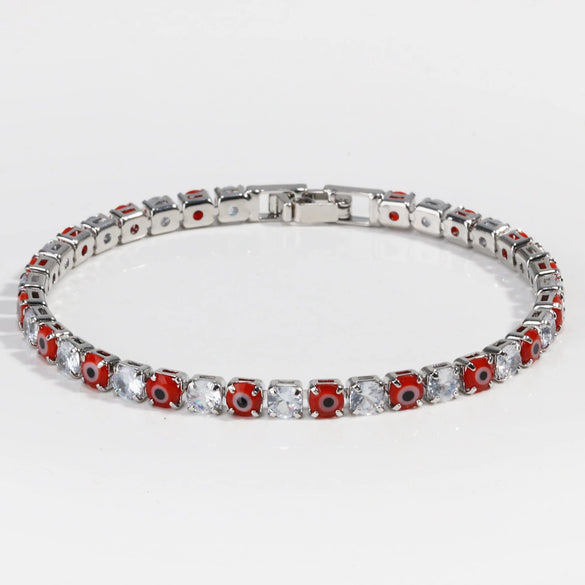 Women's Light Luxury Style Copper Bracelet With Colorful Devil's Eye And Zirconia
