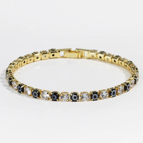 Women's Light Luxury Style Copper Bracelet With Colorful Devil's Eye And Zirconia