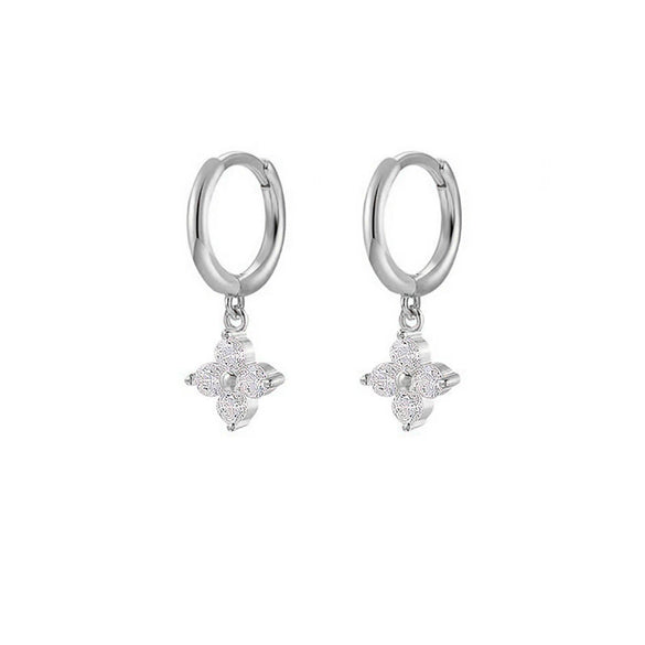Women's Light Luxury Style Copper Plated With Real Gold Geometric And Flower Pattern Zirconia Earrings