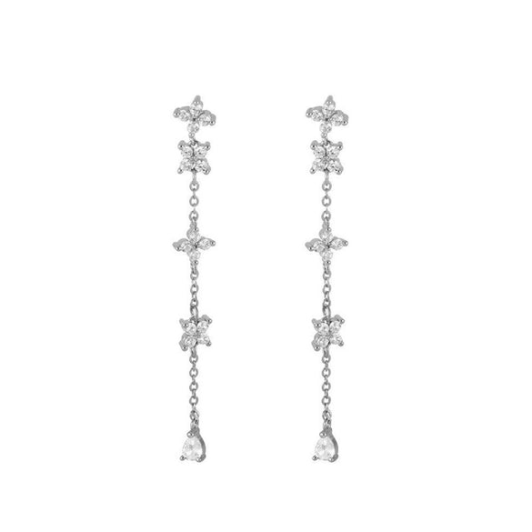 Women's Light Luxury Style Copper Plated With Real Gold Geometric And Flower Pattern Zirconia Earrings