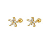 Women's Light Luxury Style Copper Plated With Real Gold Geometric And Flower Pattern Zirconia Earrings