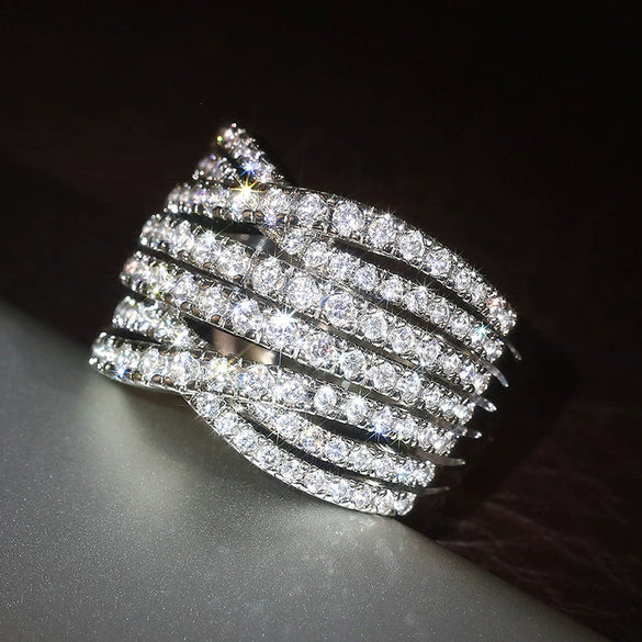 Women's Light Luxury Style Geometric Copper Ring With Zirconia Design