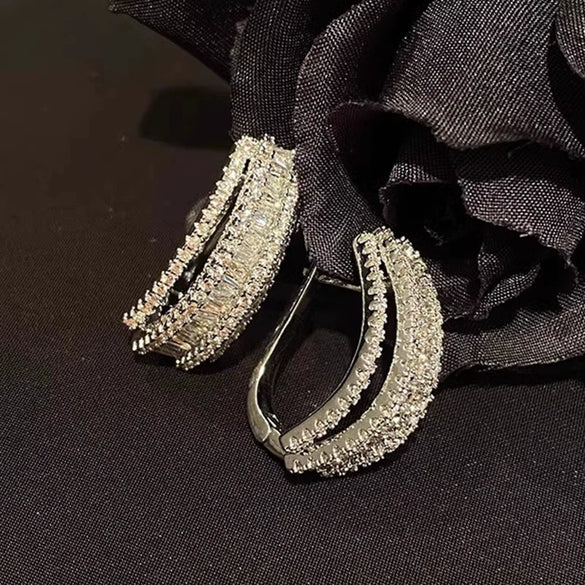 Women's Light Luxury Style Geometric Copper Zirconia Earrings