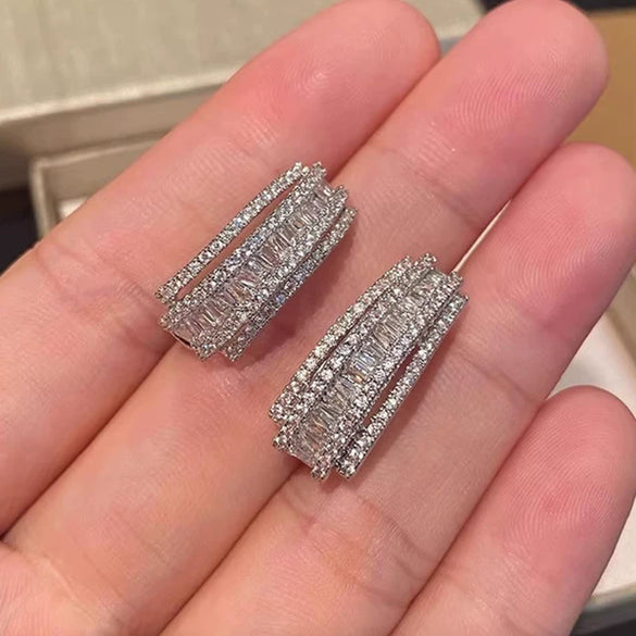 Women's Light Luxury Style Geometric Copper Zirconia Earrings