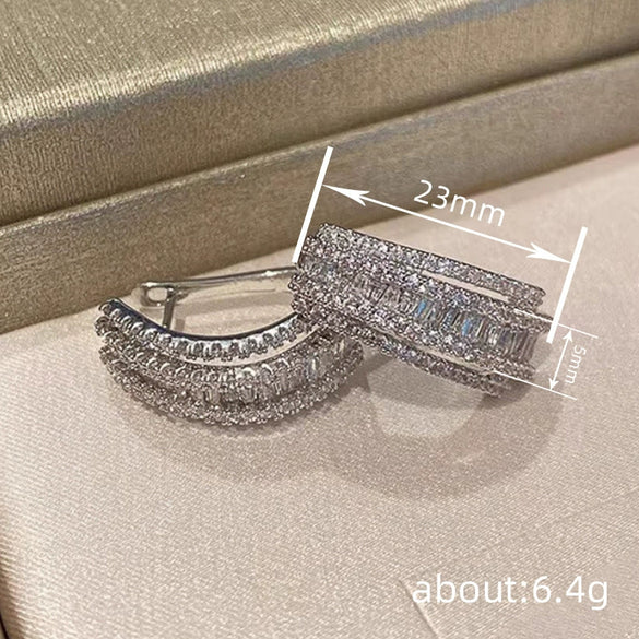 Women's Light Luxury Style Geometric Copper Zirconia Earrings