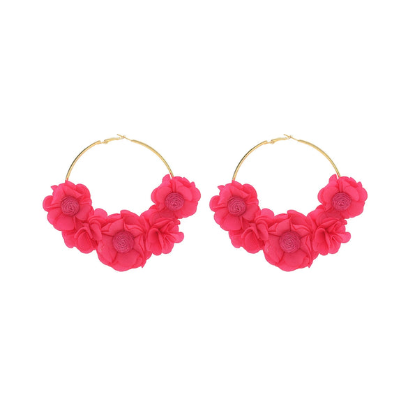 Women's Light Luxury Style Handmade Knitting Flower Pattern Alloy And Stainless Steel Earrings
