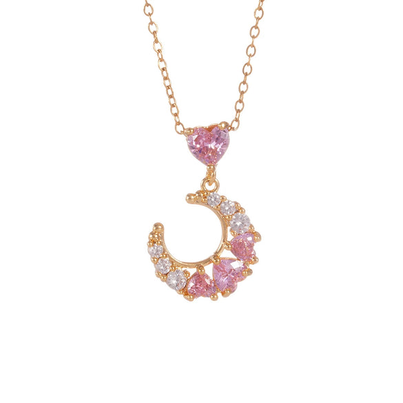 Women's Light Luxury Style Heart Shape Copper Necklace With Mixed Gemstone Setting And Electroplating O Chain