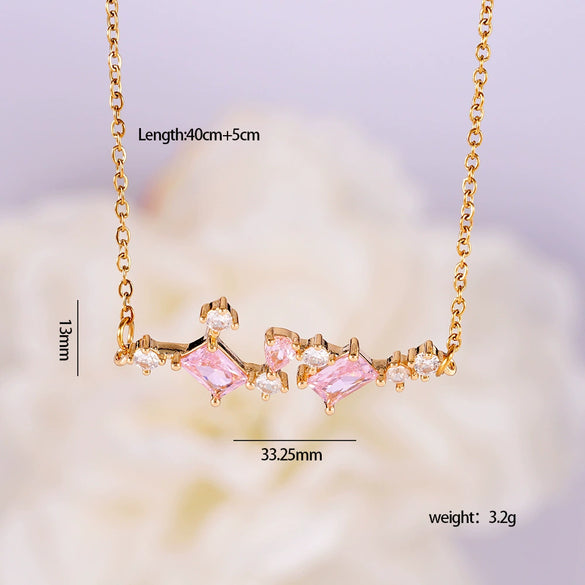Women's Light Luxury Style Heart Shape Copper Necklace With Mixed Gemstone Setting And Electroplating O Chain